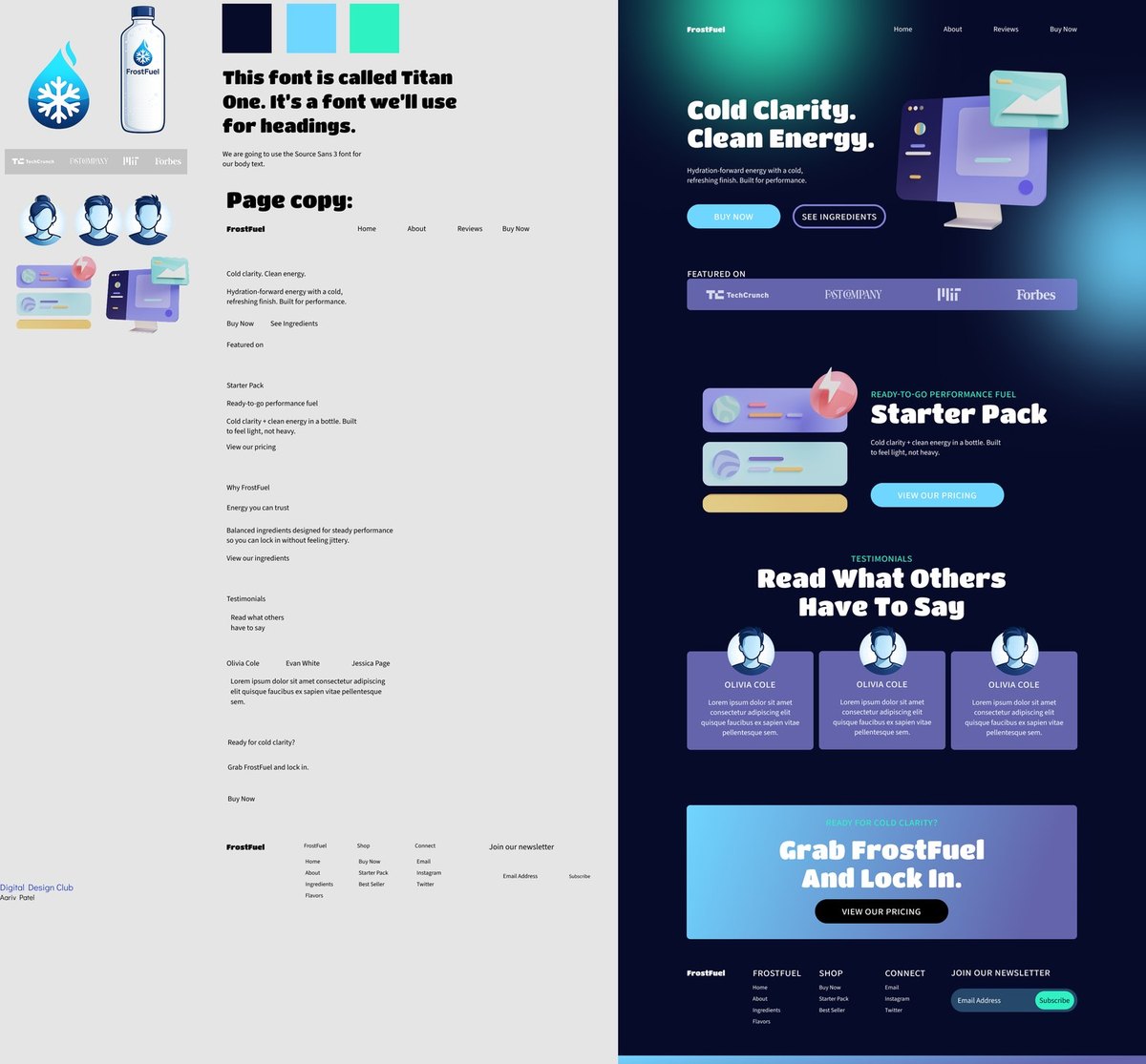 A Figma template of website page layouts built for the February workshop.