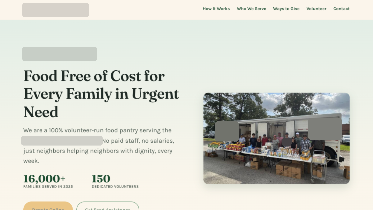 A community food pantry screenshot